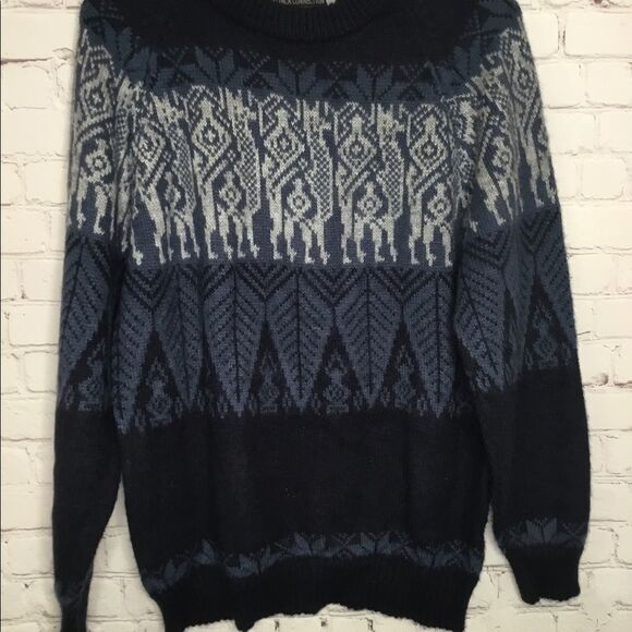 The Alpaca Connection Knit Sweater Pullover Navy Blue Made In Peru Size M - Picture 3 of 13